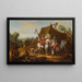 a military camp depicting the cavalry of the Duke of Savoy 1744-1745 with a standard-bearer and horses near a tent - Jan Peeter Verdussen — framed artwork on a wall