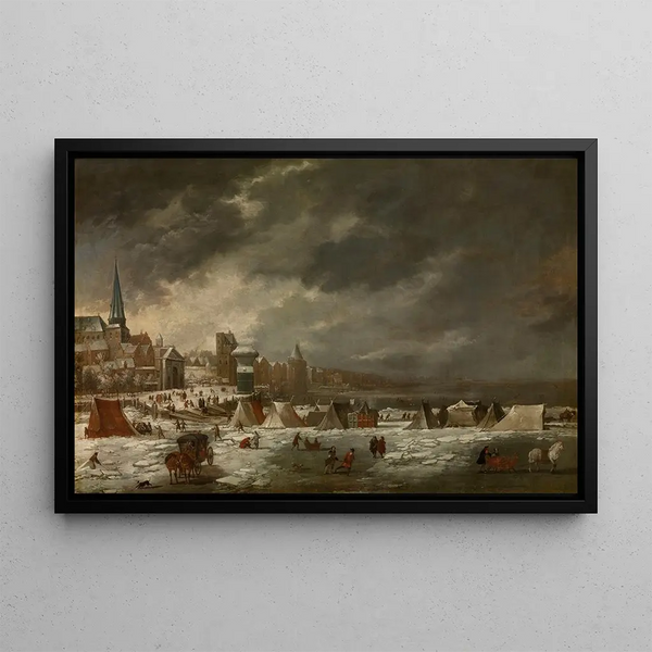 L'Escaut gelé à Anvers - Jan Peeters l'Ancien — framed artwork on a wall