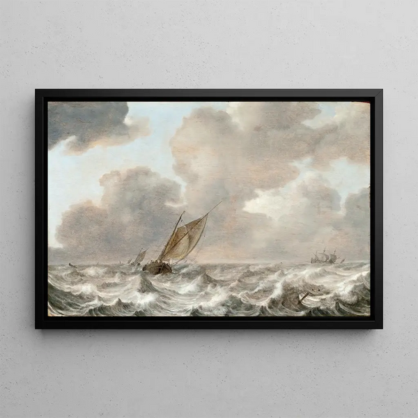Ships by Moderate Wind - Jan Porcellis — framed artwork on a wall