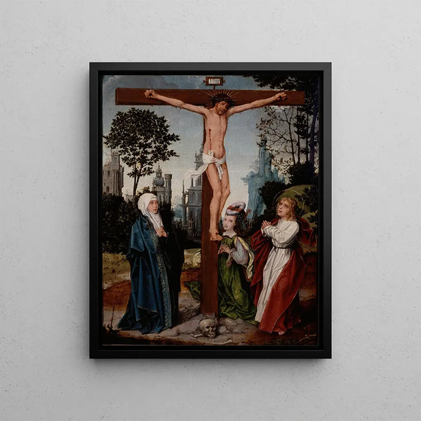 Crucifixion - Jan Provoost — framed artwork on a wall