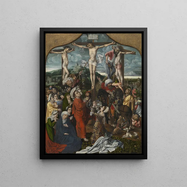 The Crucifixion - Jan Provoost — framed artwork on a wall