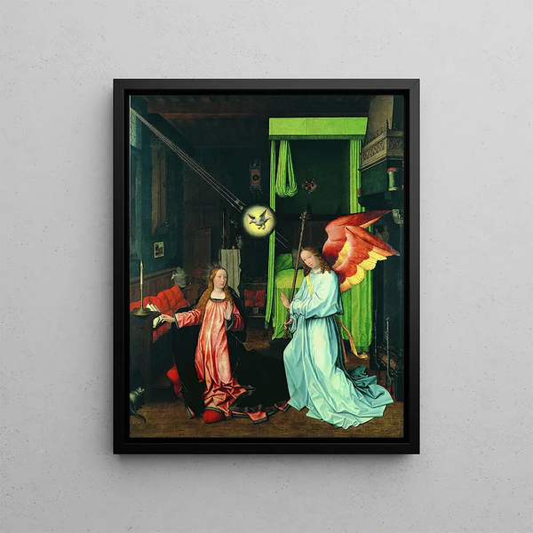 Annunciation - Jan Provoost — framed artwork on a wall