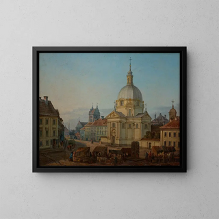 Place de la Nouvelle Ville with the Sacrements Church - Jan Seydlitz — framed artwork on a wall