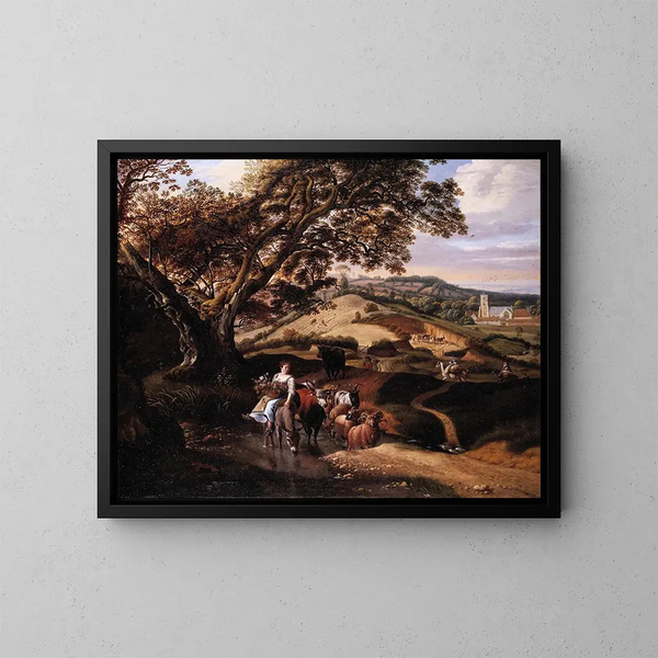 A pastoral landscape - Jan Siberechts — framed artwork on a wall