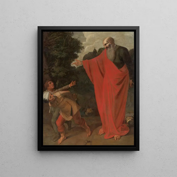 Mythological figure in a landscape - Jan Simonsz Pynas — framed artwork on a wall