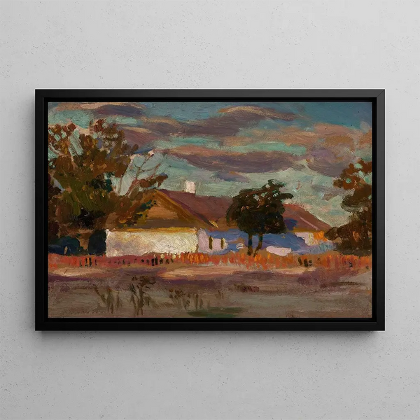 Cold day Painting of a house in the sun - Jan Stanisławski — framed artwork on a wall