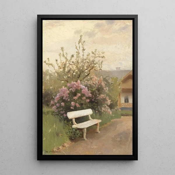 The White Garden Bench - Jan Stanisławski — framed artwork on a wall