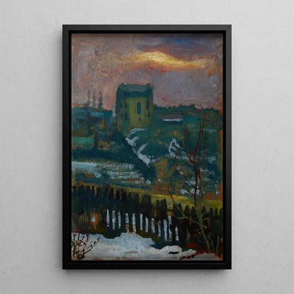 Winter House Painting - Jan Stanisławski — framed artwork on a wall