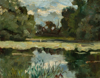 Landscape painting of a park with a pond - Jan Stanisławski — artwork view