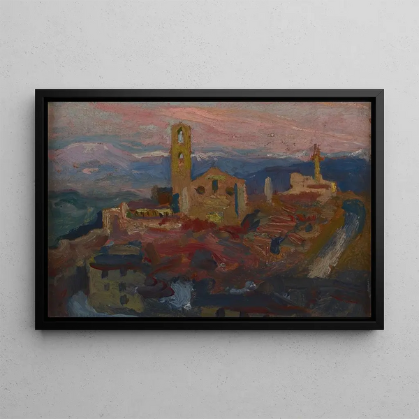 Pérouge at dusk - Jan Stanisławski — framed artwork on a wall