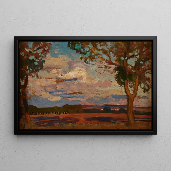 Sieniawa on the Rosia River - Jan Stanisławski — framed artwork on a wall