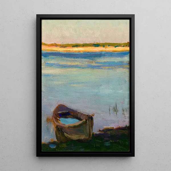 Little boat on the river - Jan Stanisławski — framed artwork on a wall