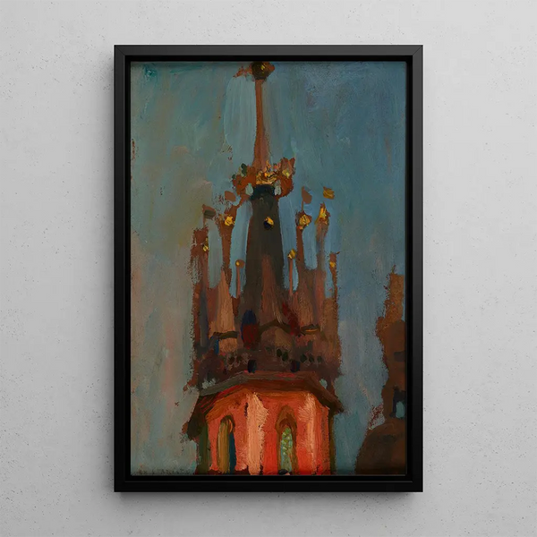 the arrow of the Saint Mary Church in Kraków - Jan Stanisławski — framed artwork on a wall