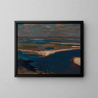 The Dnieper River in Blue - Jan Stanisławski — framed artwork on a wall