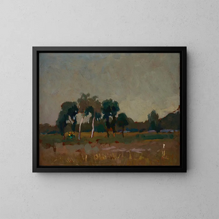 Trees in the meadow - Jan Stanisławski — framed artwork on a wall