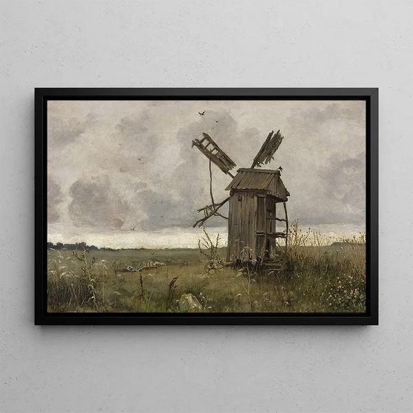 Ukrainian Windmill Painting - Jan Stanisławski — framed artwork on a wall