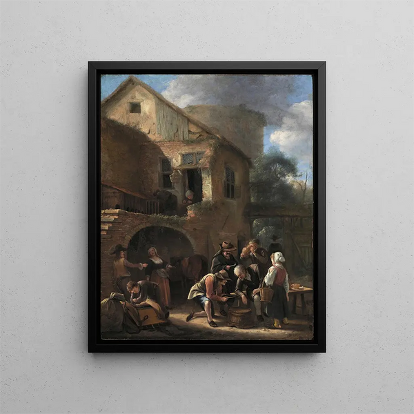 a peasant scene - Jan Steen — framed artwork on a wall