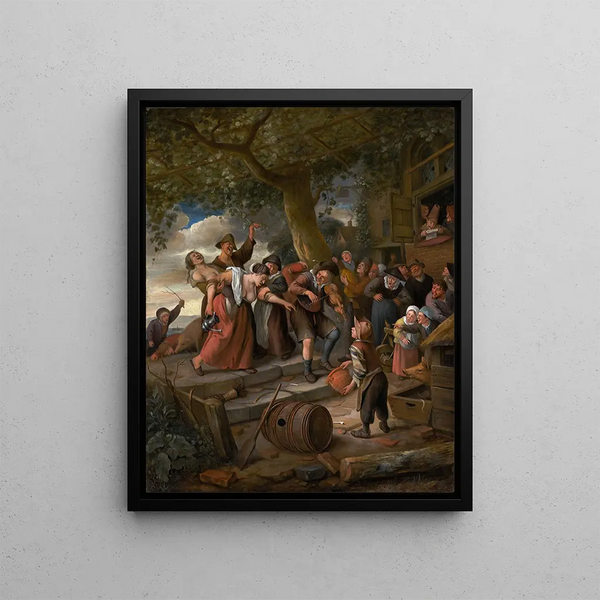 A pig belongs to the pigsty - Jan Steen — framed artwork on a wall