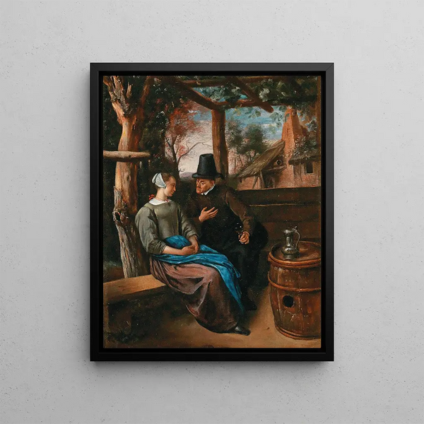 A Suitor with a Young Woman - Jan Steen — framed artwork on a wall