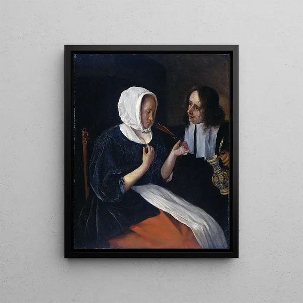 a couple drinking - Jan Steen — framed artwork on a wall