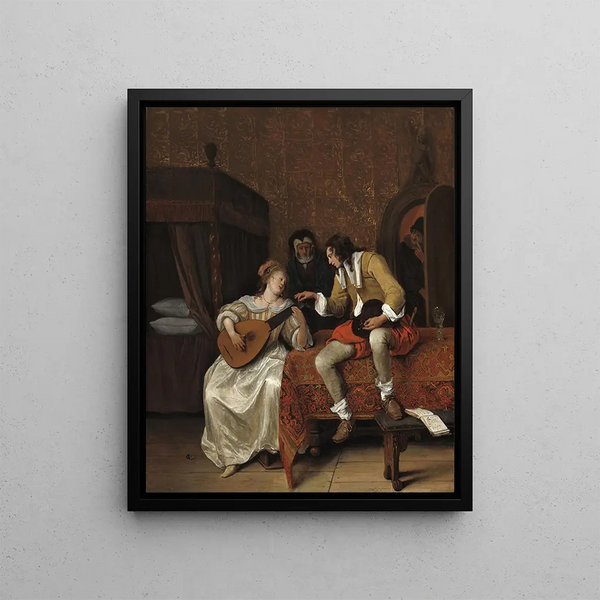 Ascagnes et Lucelle La Leçon de musique - Jan Steen — framed artwork on a wall