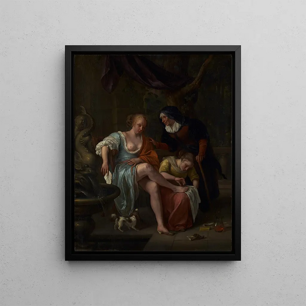 Bethsabée after the bath - Jan Steen — framed artwork on a wall