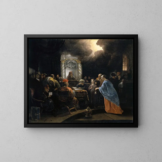 The Christ among the Doctors - Jan Steen — framed artwork on a wall