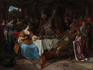 Esther, Ahasuerus and Haman - Jan Steen — artwork view
