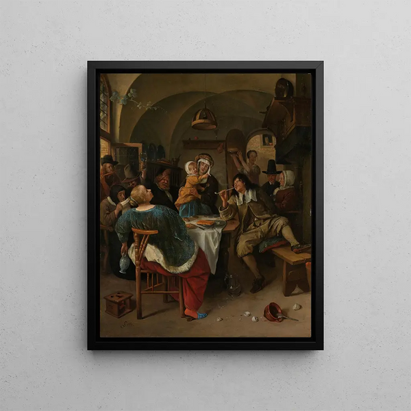 Family Scene - Jan Steen — framed artwork on a wall
