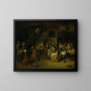 Marriage of Peasants - Jan Steen — framed artwork on a wall