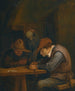 Peasants drinking and cutting tobacco in an inn - Jan Steen — artwork view