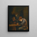 Peasants drinking and cutting tobacco in an inn - Jan Steen — framed artwork on a wall