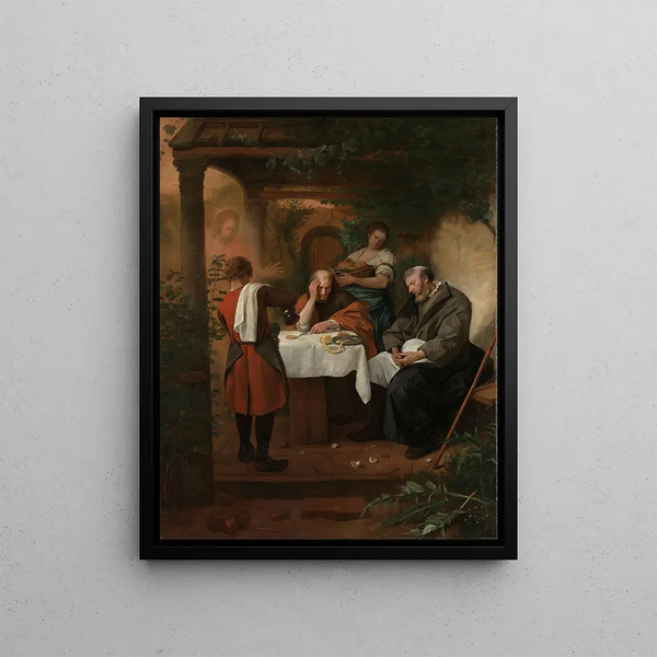 Supper at Emmaus - Jan Steen — framed artwork on a wall