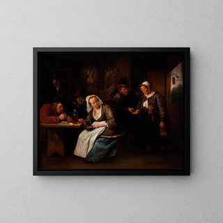 Tavern Scene - Jan Steen — framed artwork on a wall