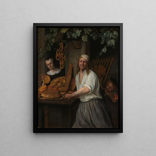 The Baker Arent Oostwaard and his wife Catharina Keizerswaard - Jan Steen — framed artwork on a wall