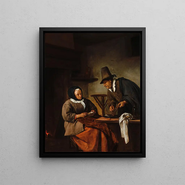 Les fabricants de caudles - Jan Steen — framed artwork on a wall