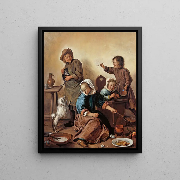 The children's meal - Jan Steen — framed artwork on a wall