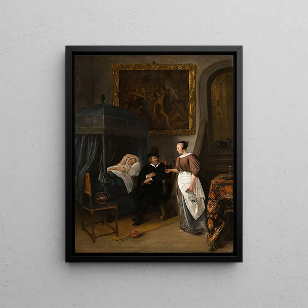 The doctor's visit - Jan Steen — framed artwork on a wall