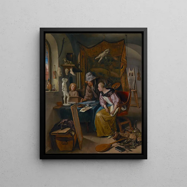 The Drawing Lesson - Jan Steen — framed artwork on a wall