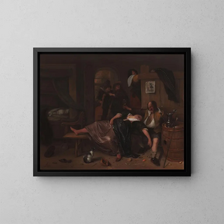The Drunken Couple - Jan Steen — framed artwork on a wall