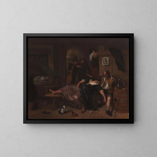 The Drunken Couple - Jan Steen — framed artwork on a wall