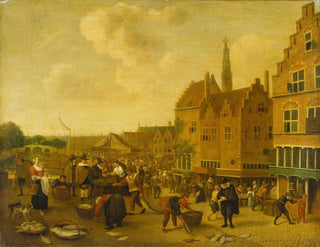 The Fish Market in Leiden - Jan Steen — artwork view