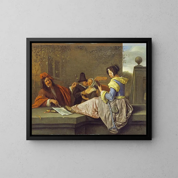 The lute player - Jan Steen — framed artwork on a wall