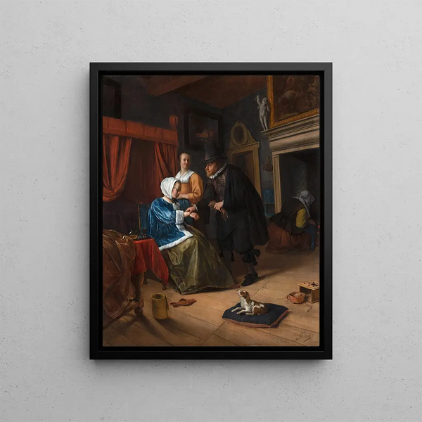 The Sick Girl - Jan Steen — framed artwork on a wall
