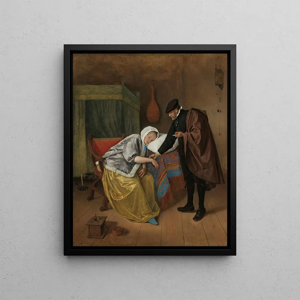The Sick Woman - Jan Steen — framed artwork on a wall