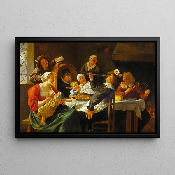 La Fête de la douzième nuit - Jan Steen — framed artwork on a wall