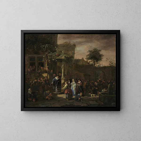 The Village Wedding - Jan Steen — framed artwork on a wall