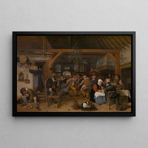 The Wedding Feast - Jan Steen — framed artwork on a wall