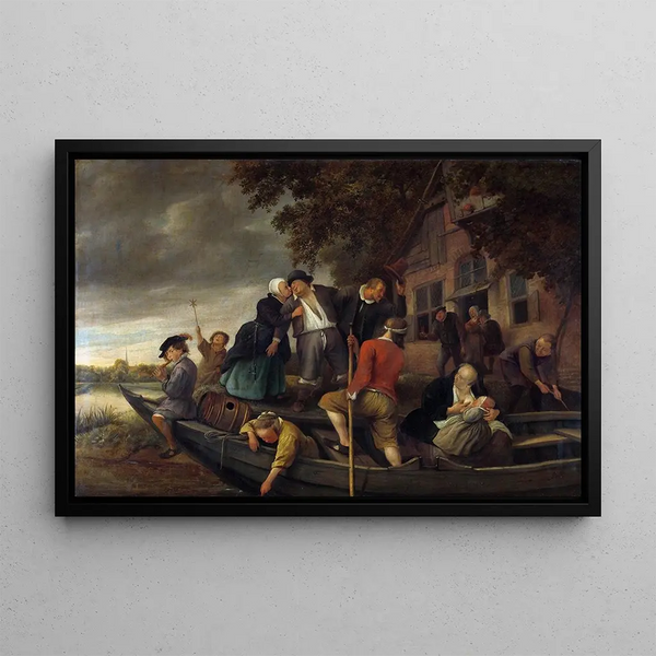 The Joyful Return Home - Jan Steen — framed artwork on a wall