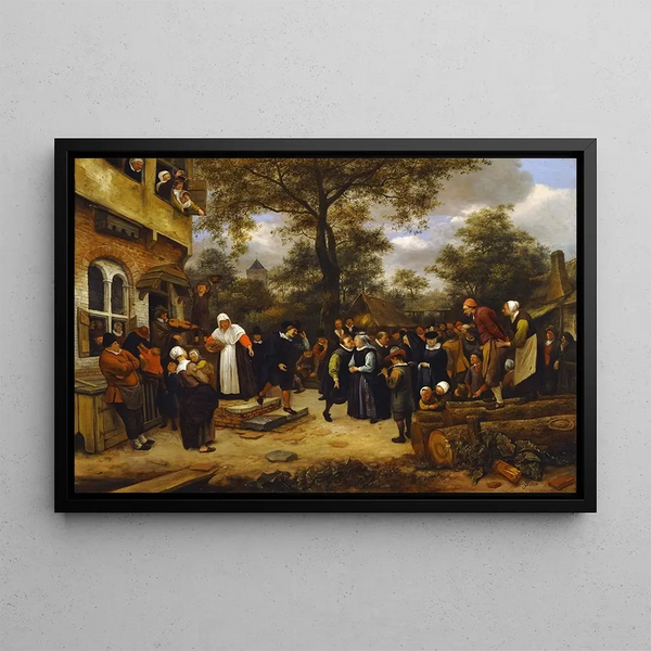 Marriage in the Village - Jan Steen — framed artwork on a wall